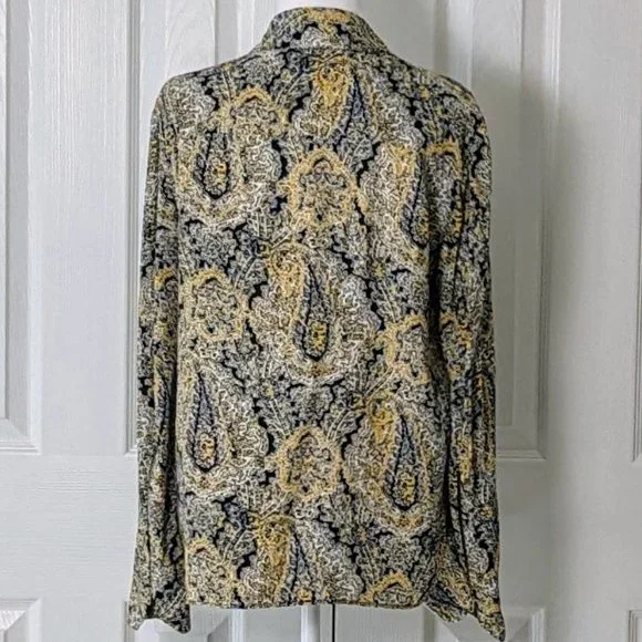 ZARA WOMAN Women's Long Sleeve Top Blouse Size M Multi-Color Print - Picture 2 of 7